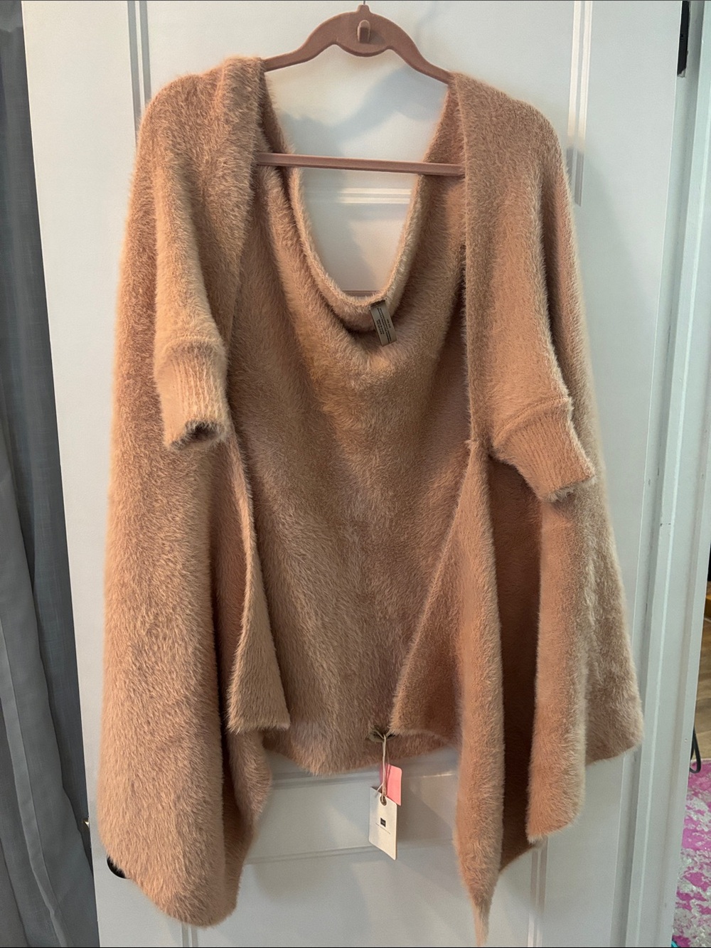 Women's Cozy Open-Front Fuzzy Sweater Cardigan - Blush